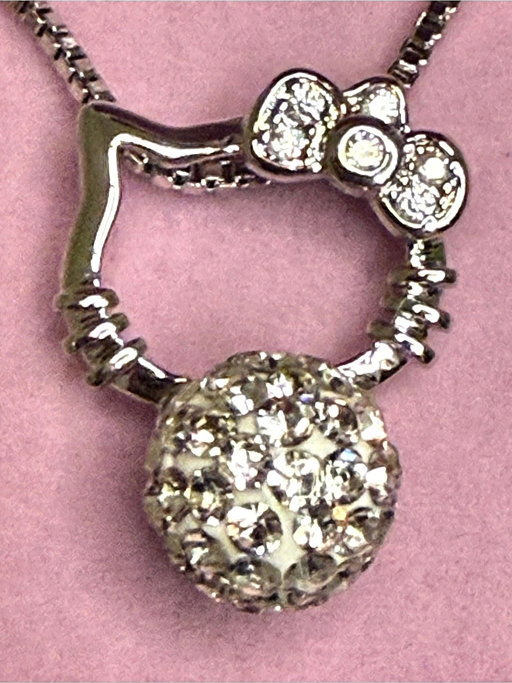 Hello Kitty Pave Crystal Pendant Necklace 925